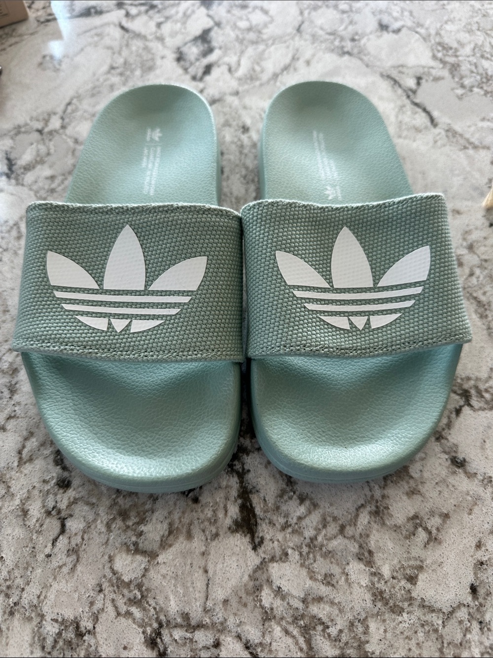 adidas Trefoil Slide Sandals in Mint